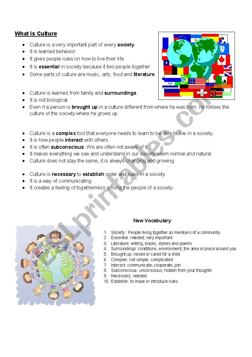 What is Culture? worksheet