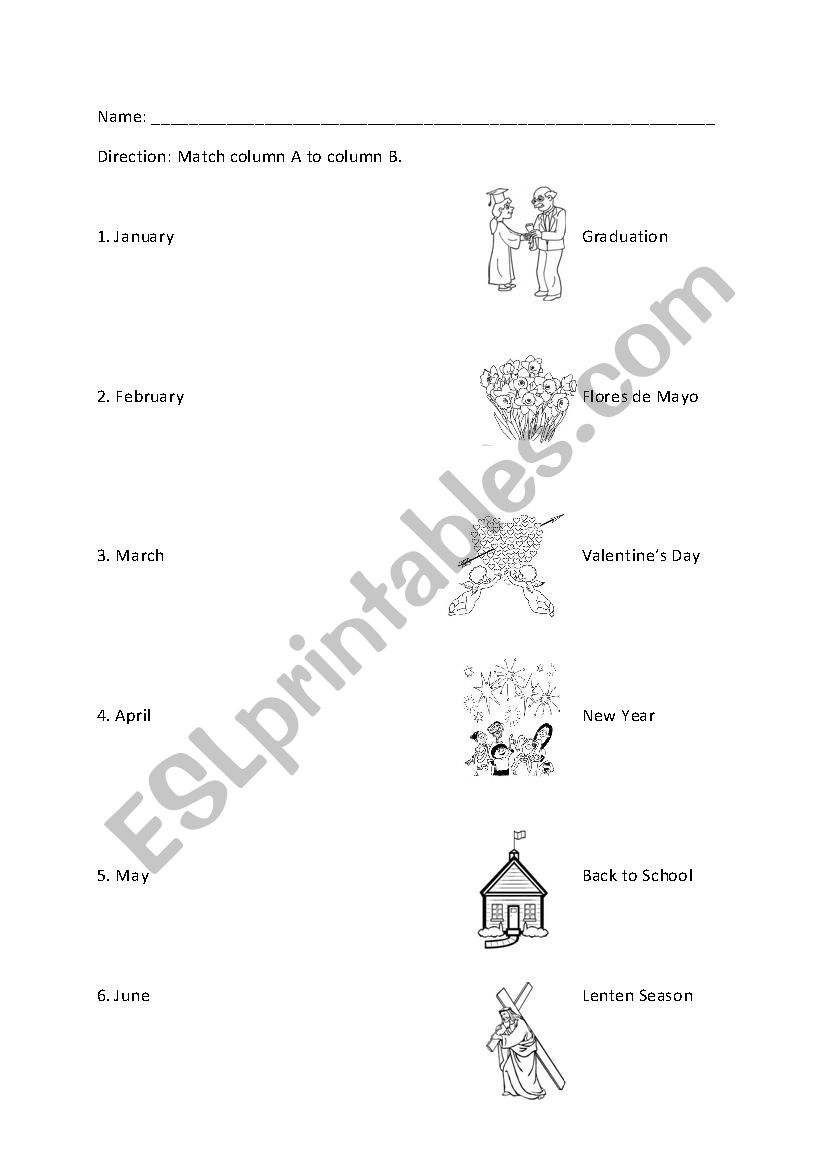 Month of the Year worksheet