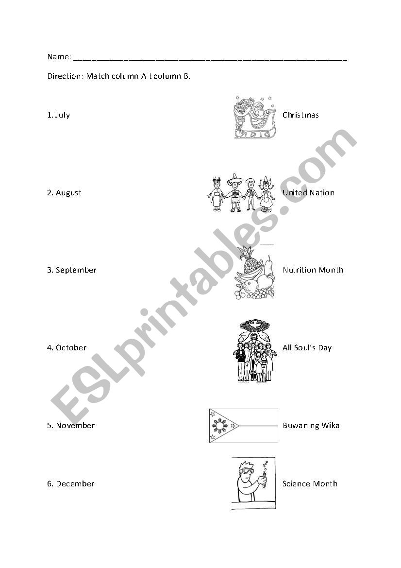 Month of the Year worksheet