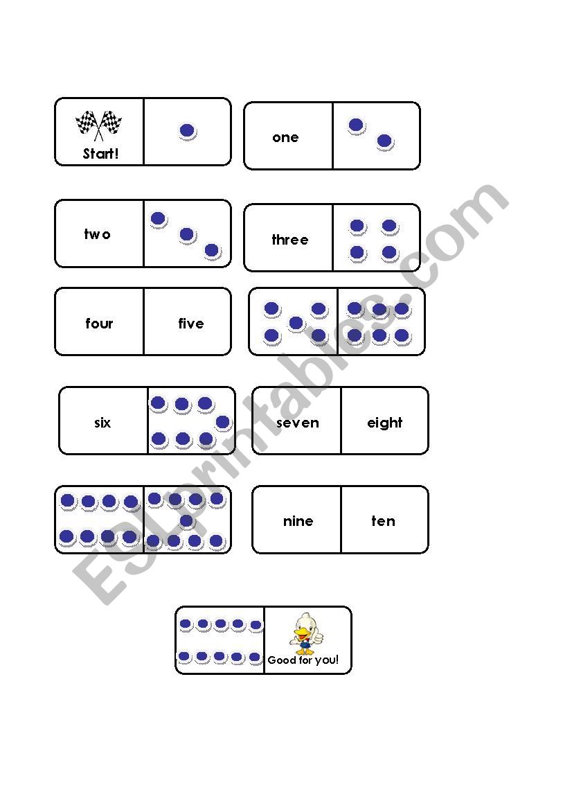 numbers dominose worksheet