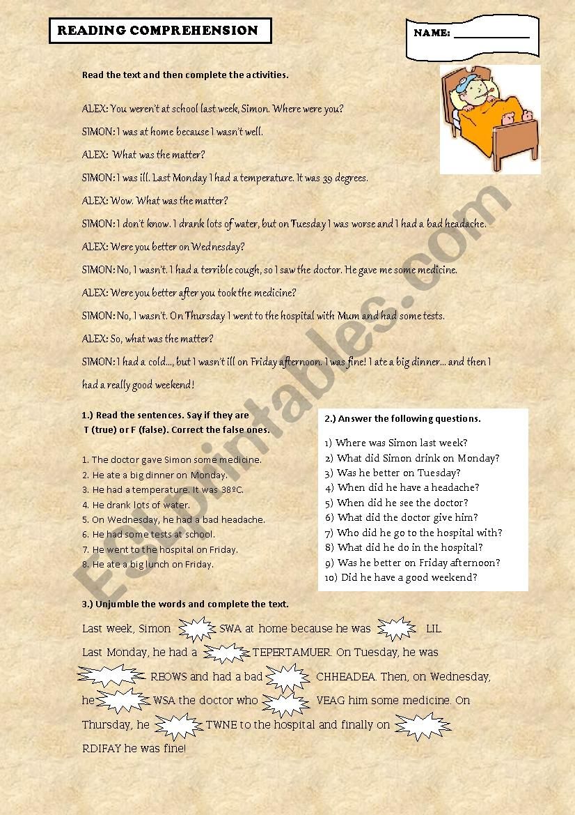 Reading Comprehension worksheet