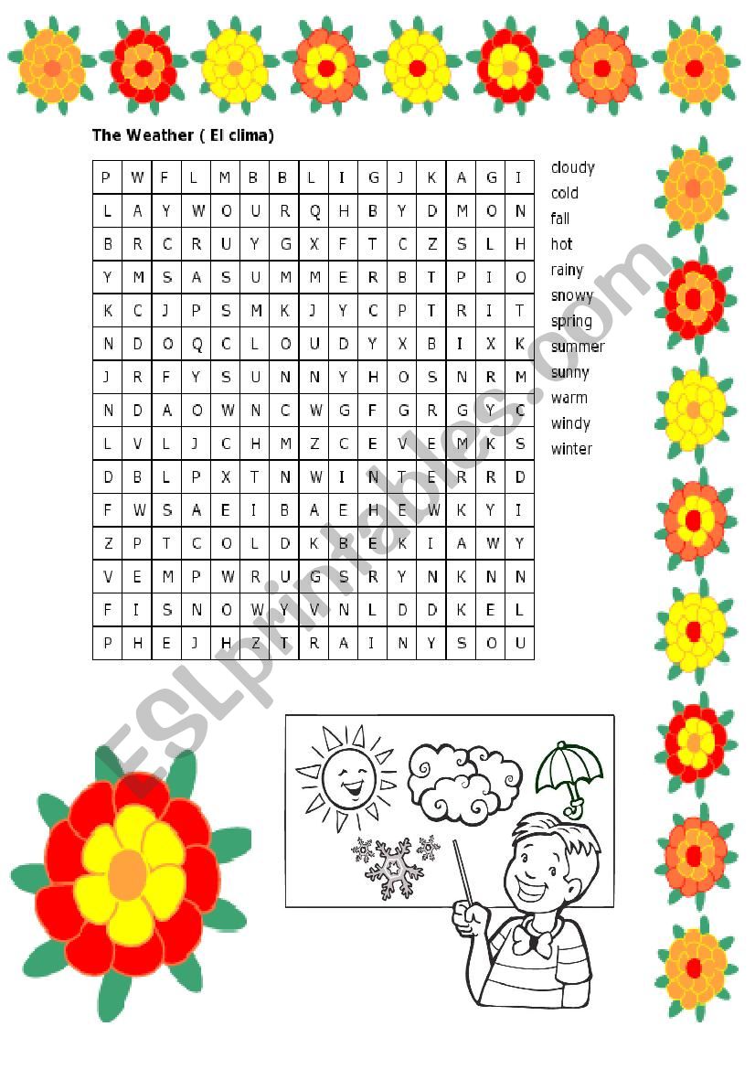 The Weather Wordsearch worksheet