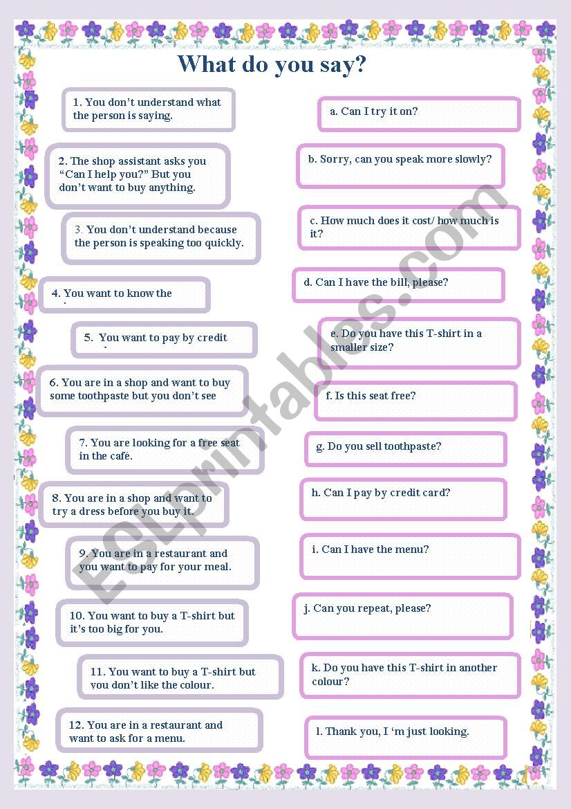 Social English. What do say? worksheet