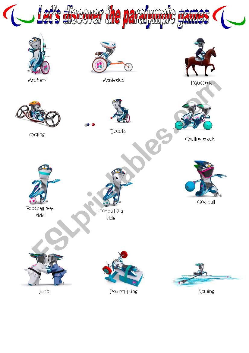 Paralympic games worksheet