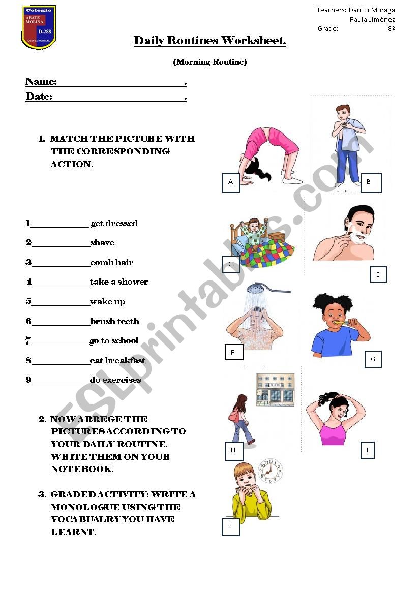 daily routine worksheet  worksheet