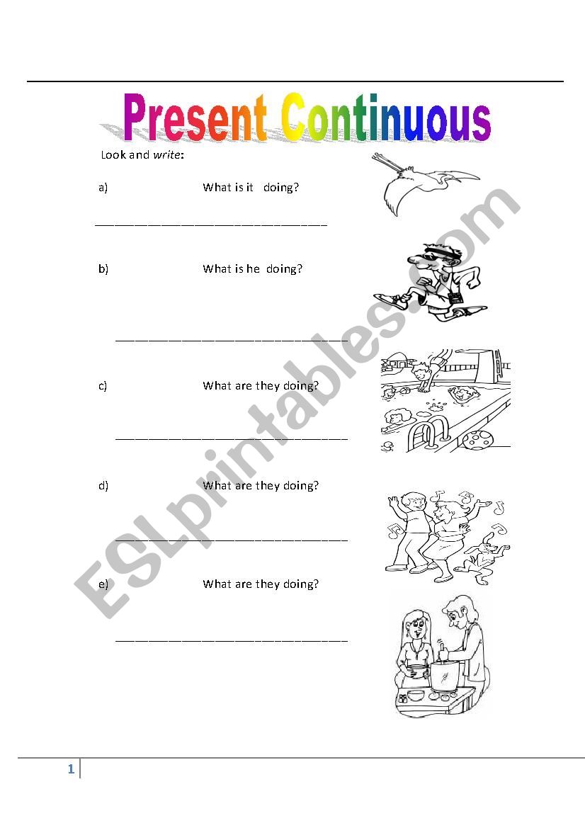 PRESENT CONTINUOUS worksheet