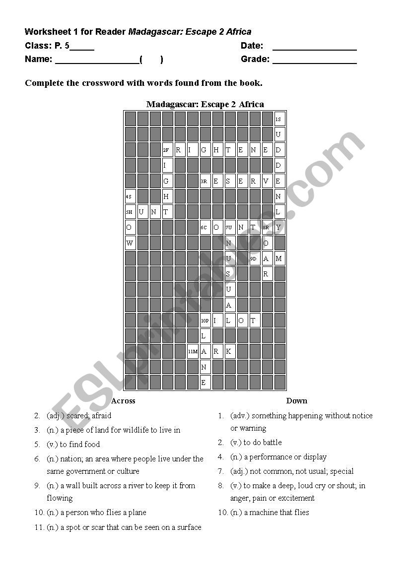 Madagascar Escape  2 Africa  worksheet