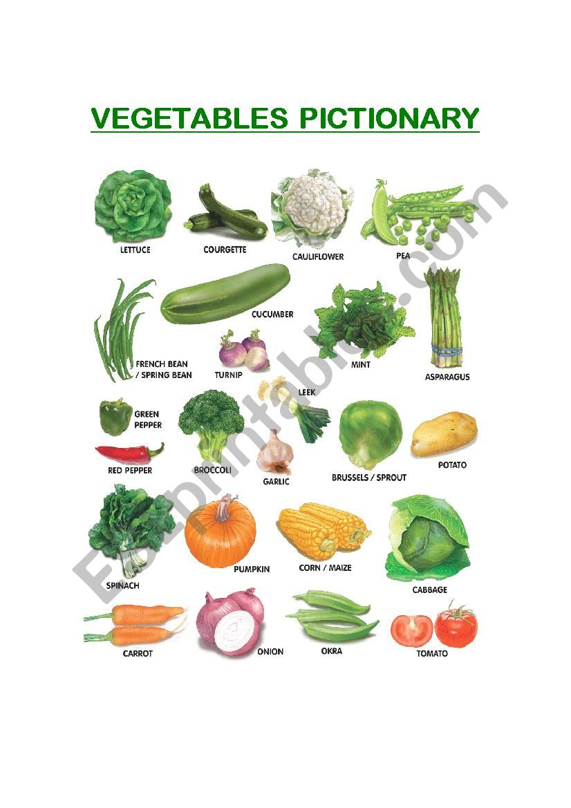 VEGETABLES - PICTIONARY worksheet