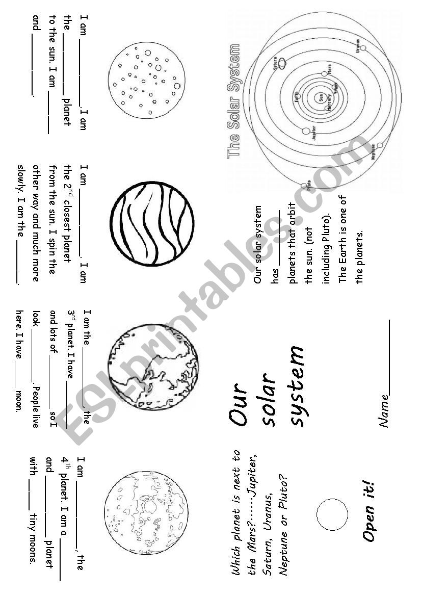 Solar System worksheet