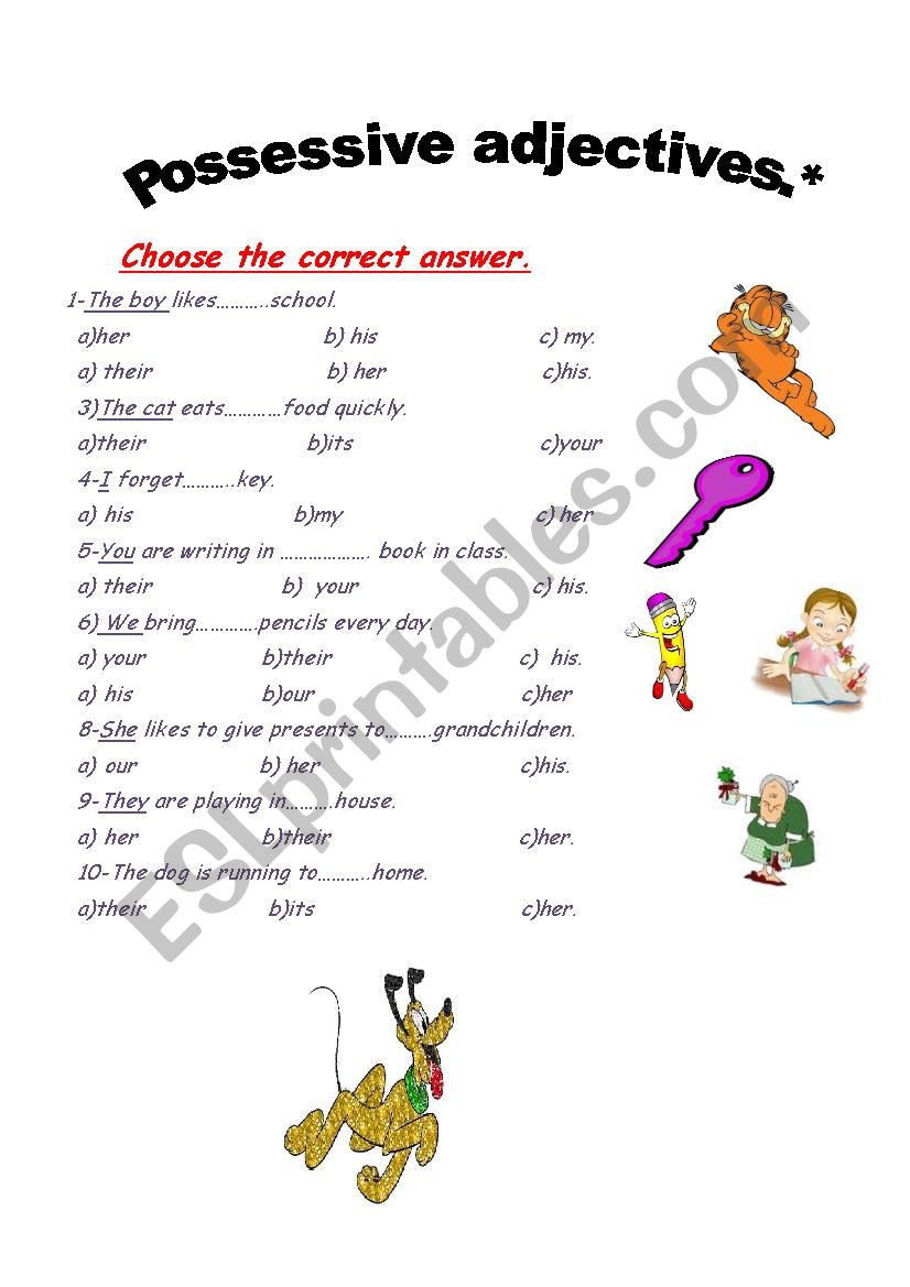 possessive adjectives worksheet