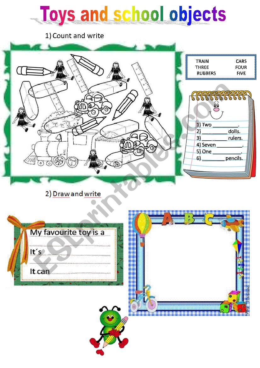 Toys and school objects worksheet