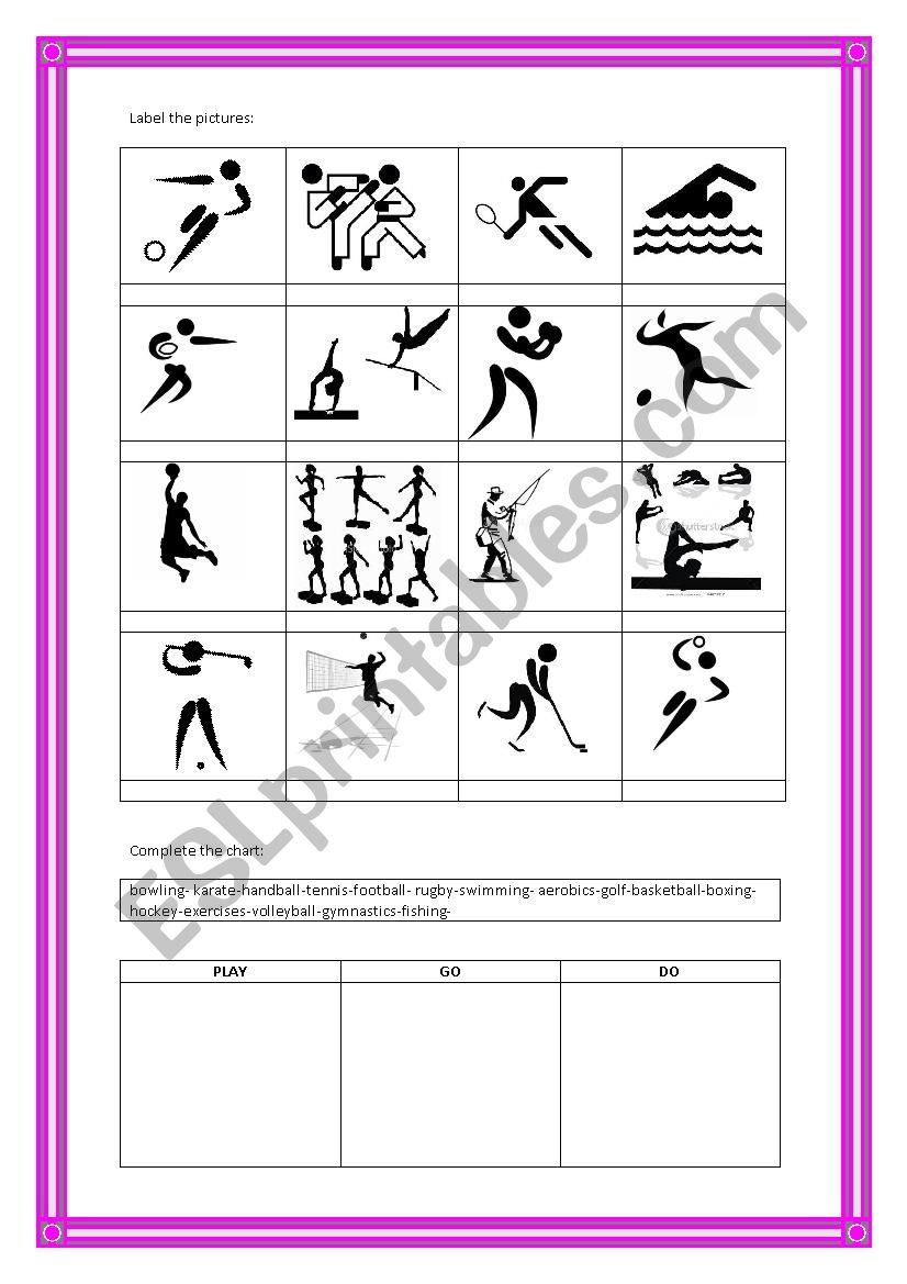 Sports worksheet