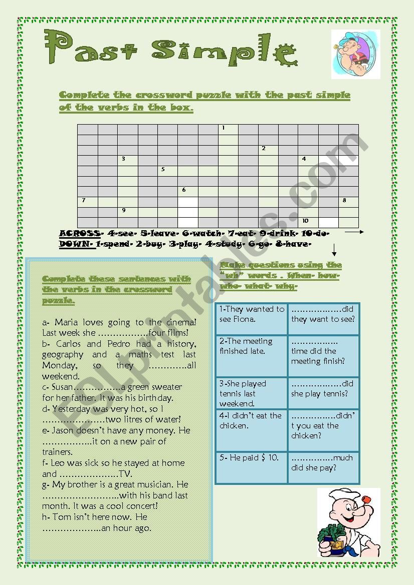 past simple worksheet