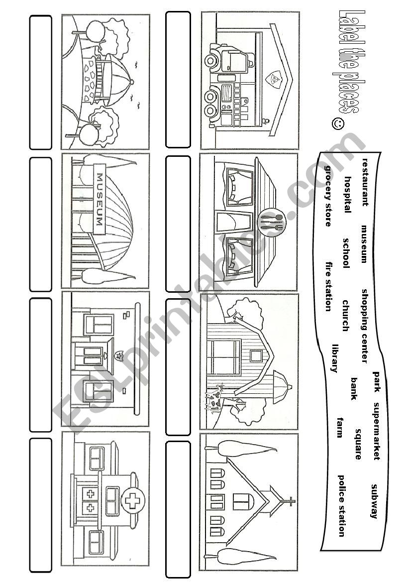 Places worksheet