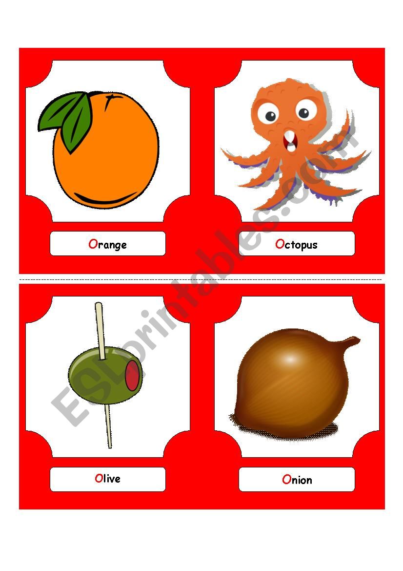 Alphabet Words - O  (flash cards)