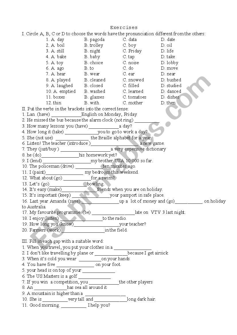 final test worksheet