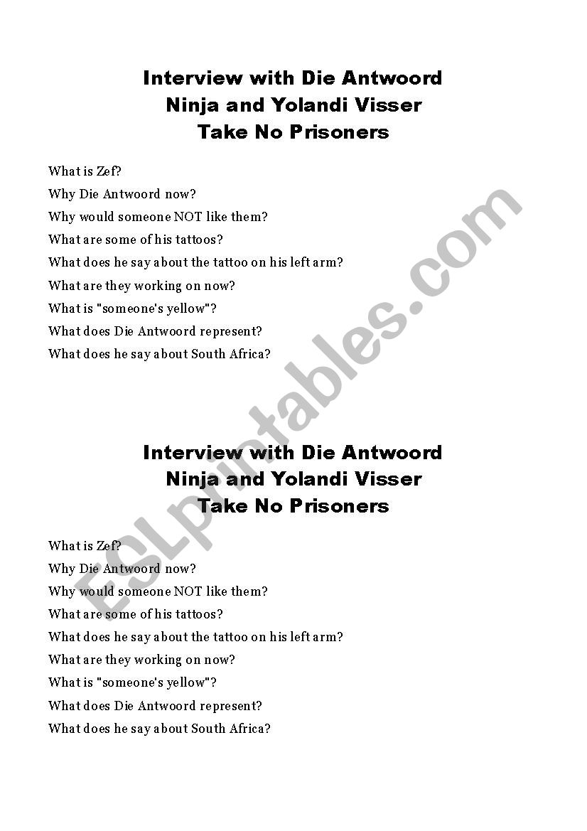 Take No Prisoners - Interview with Die Antwoord