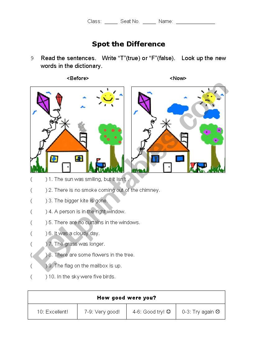 spot the difference worksheet