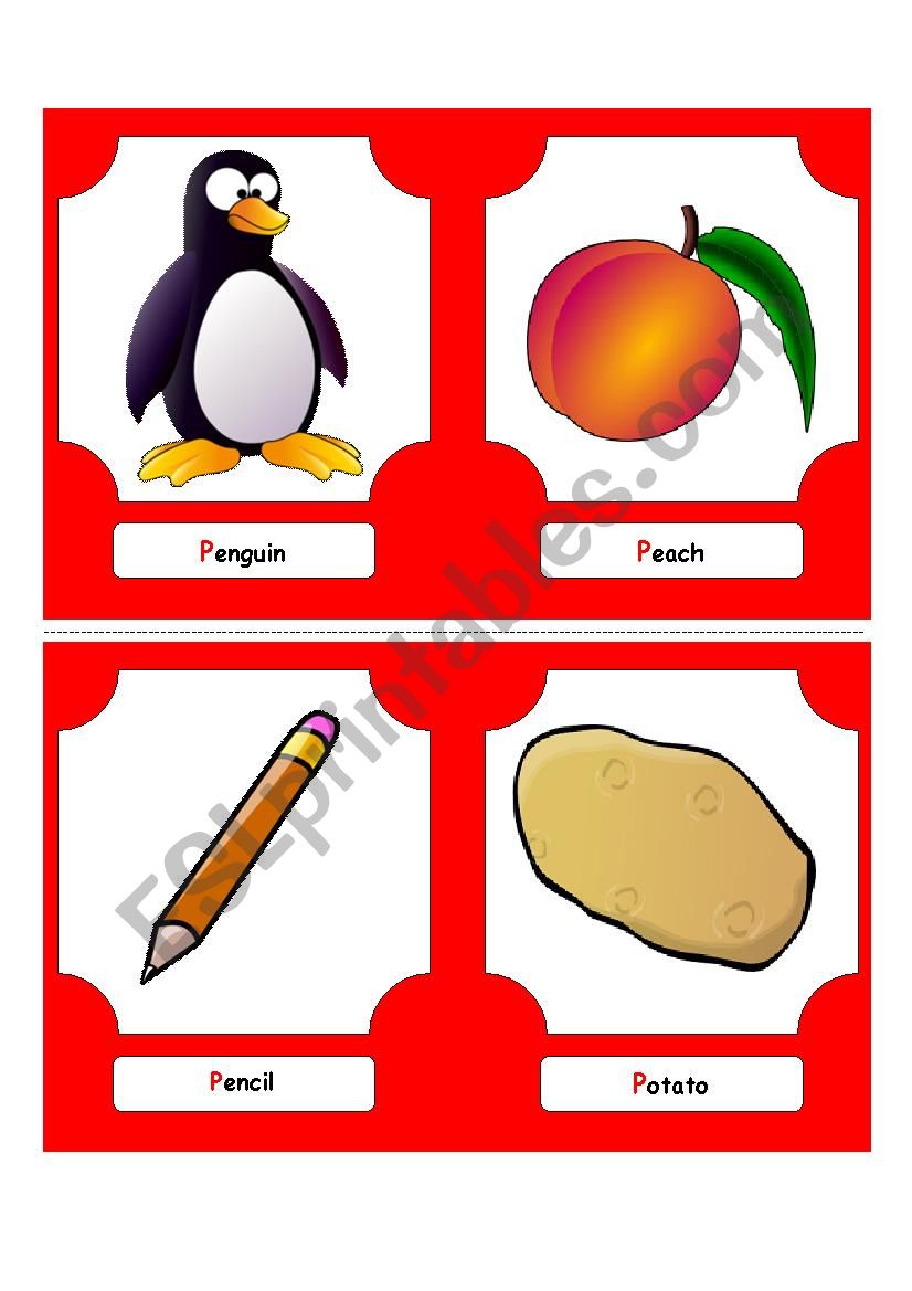 Alphabet Words - P  (flash cards)