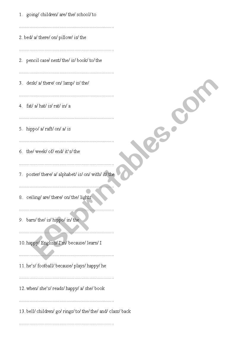 Word order worksheet