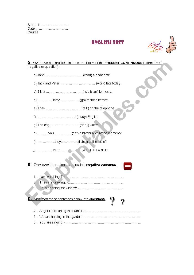 Practise Work  worksheet