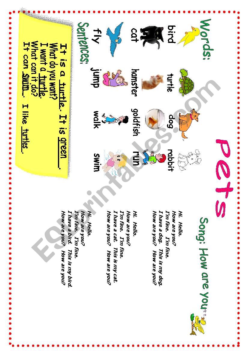 Pets worksheet