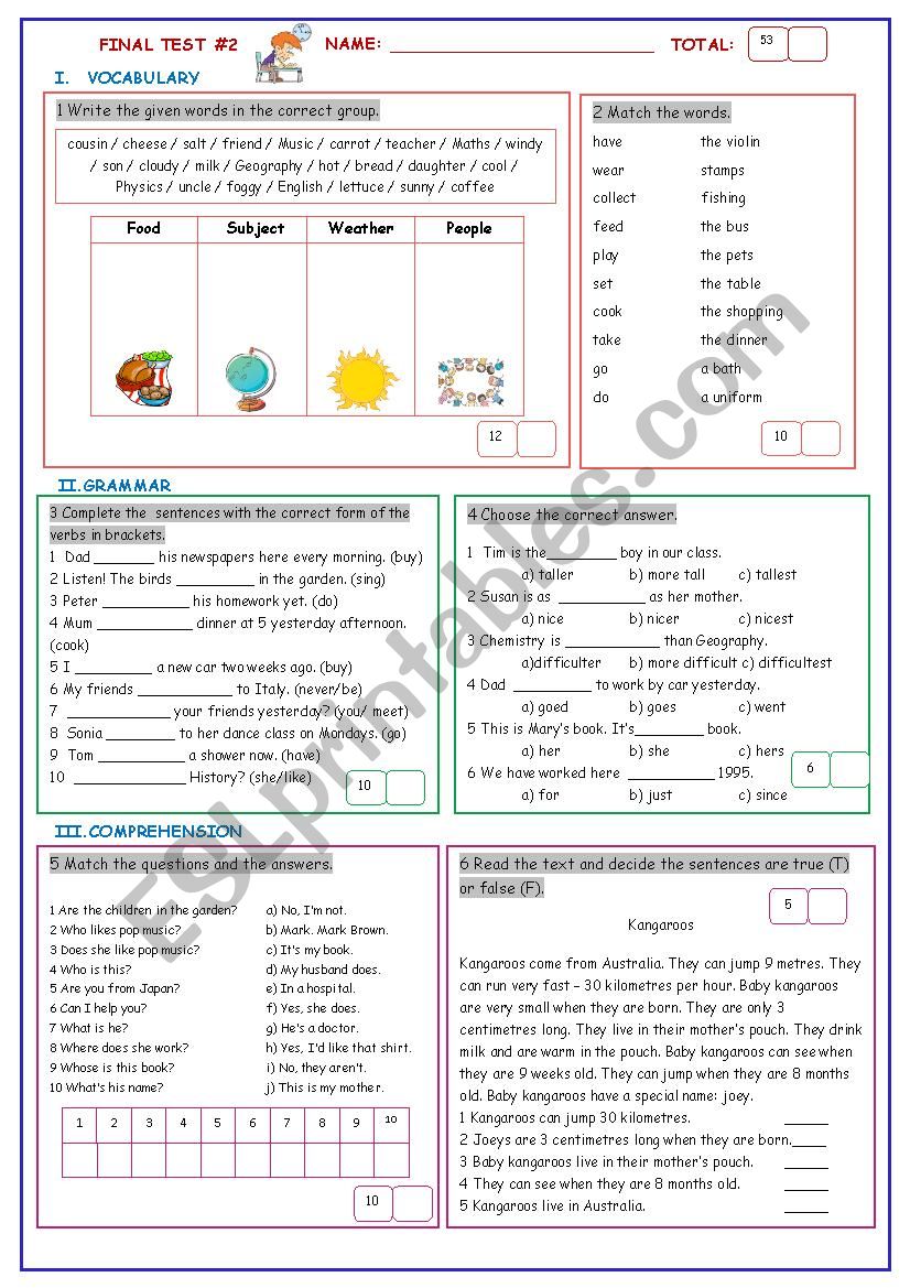 Final Test#2 (Medium) worksheet