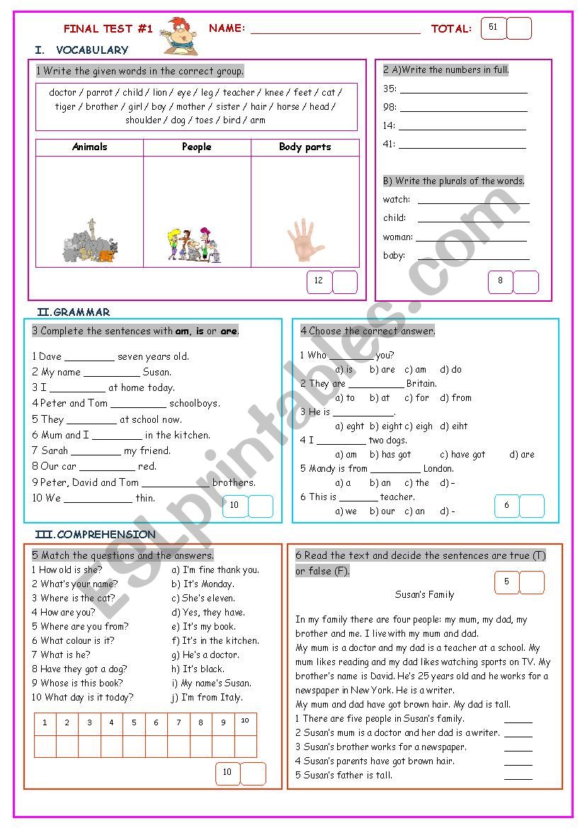 Final Test#1 (Easy) worksheet