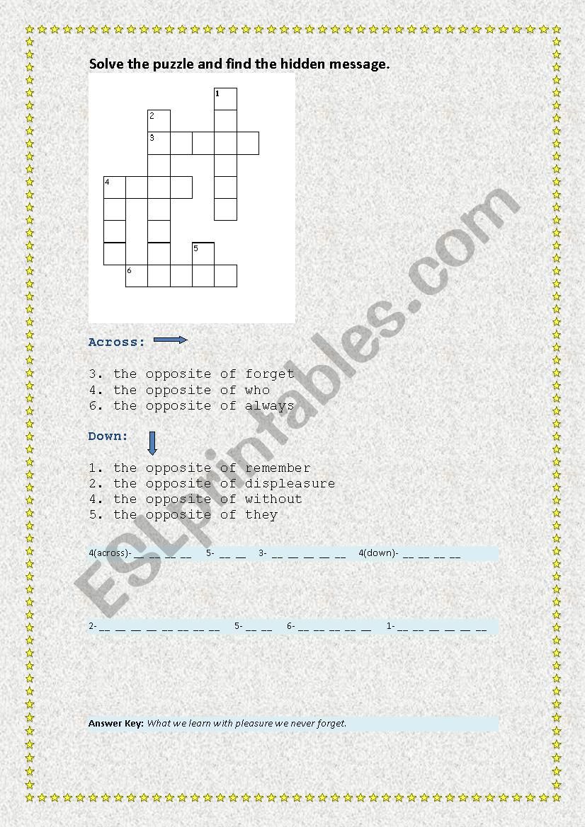 puzzle  worksheet