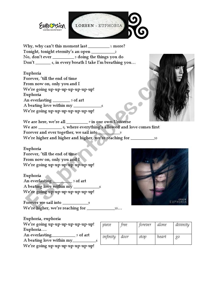 Loreen - Euphoria worksheet