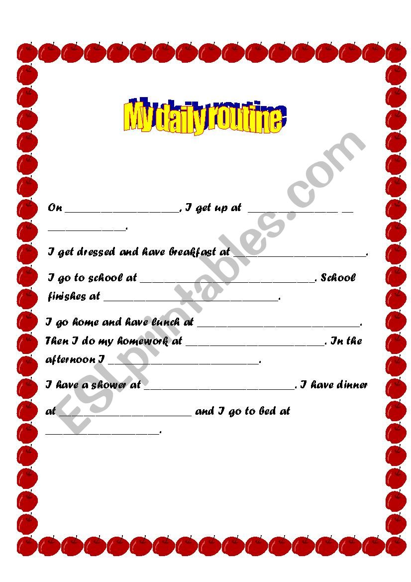 My daily routine worksheet