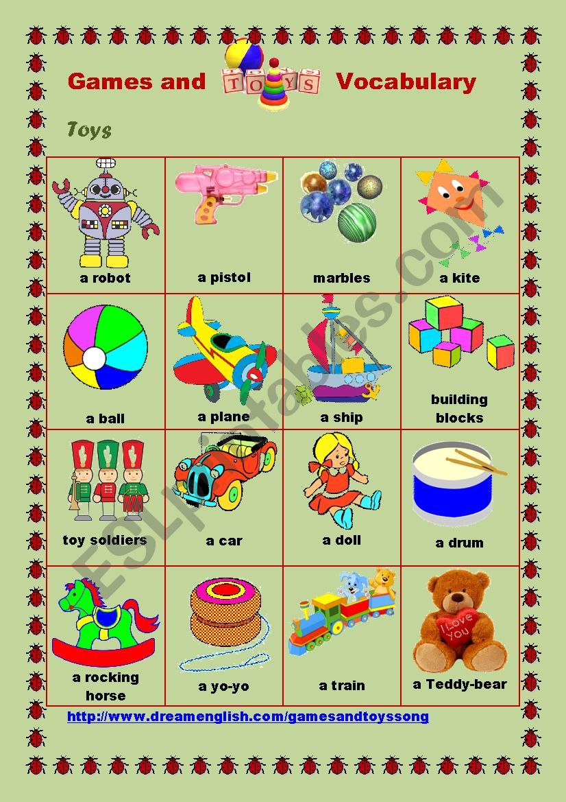 Games and Toys Vocabulary #2 worksheet