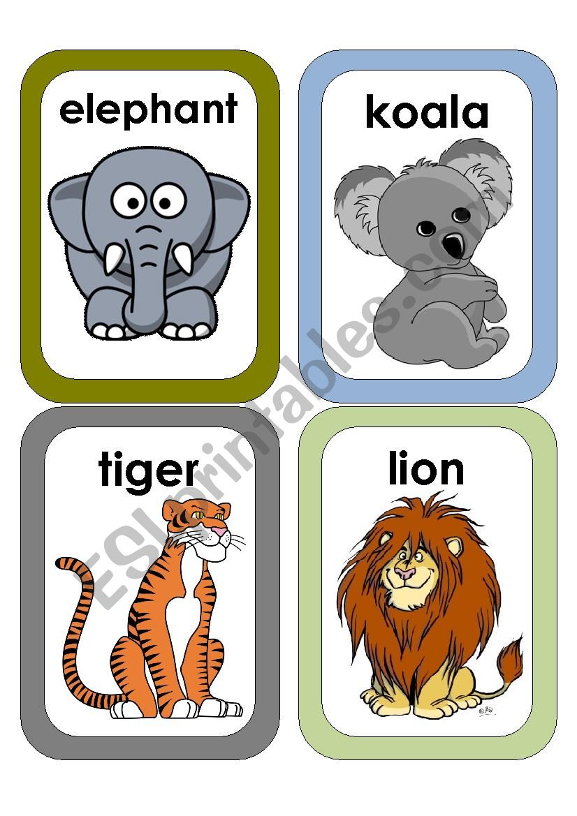 Wild Animals Flash Cards #1 worksheet