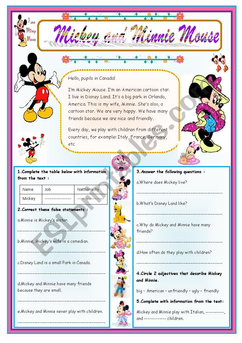 mickey mouse worksheet