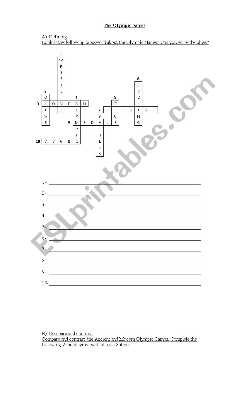 The Olympic games worksheet