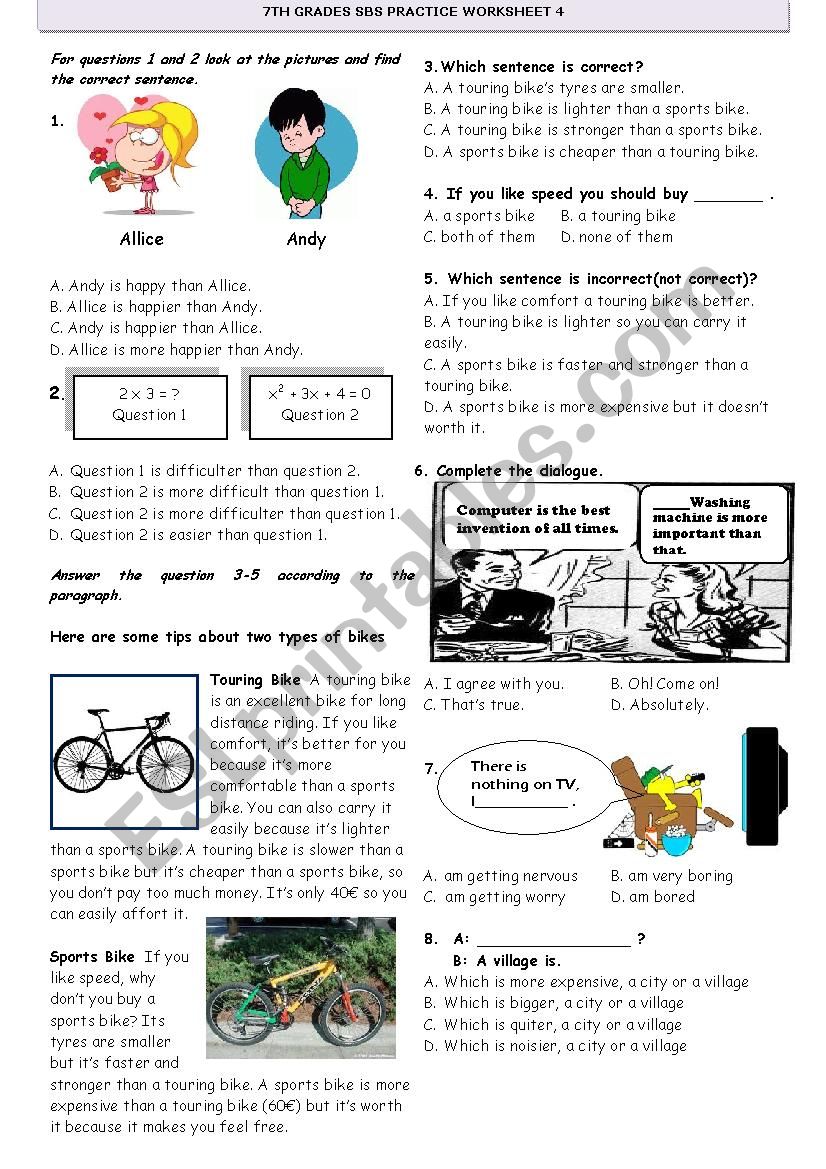 7th Grades General Practice Worksheet