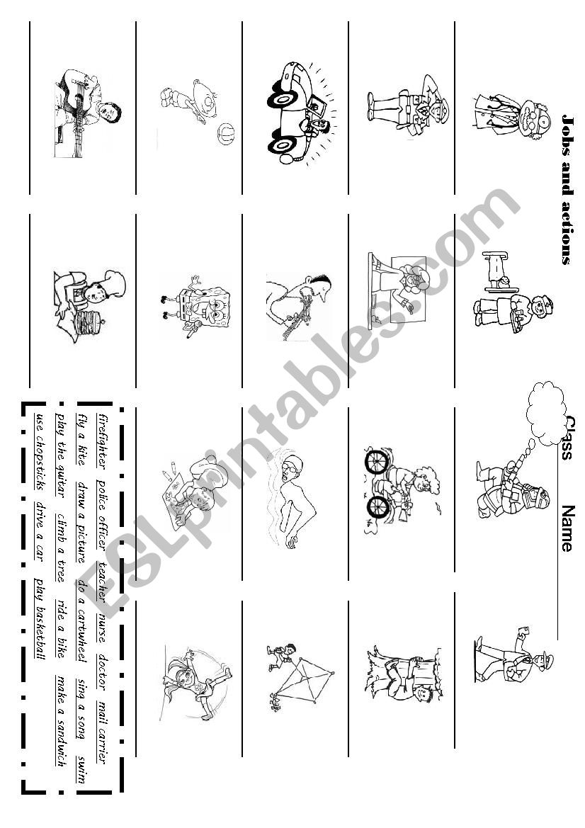 Jobs and actions worksheet