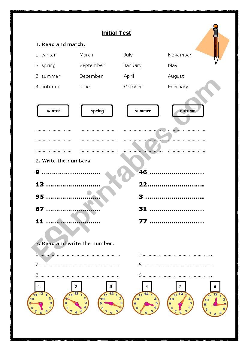 Initial Test for students of primary