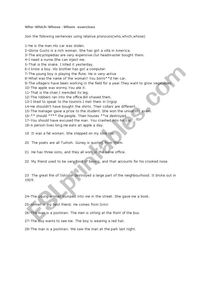 relative clauses test and exercises