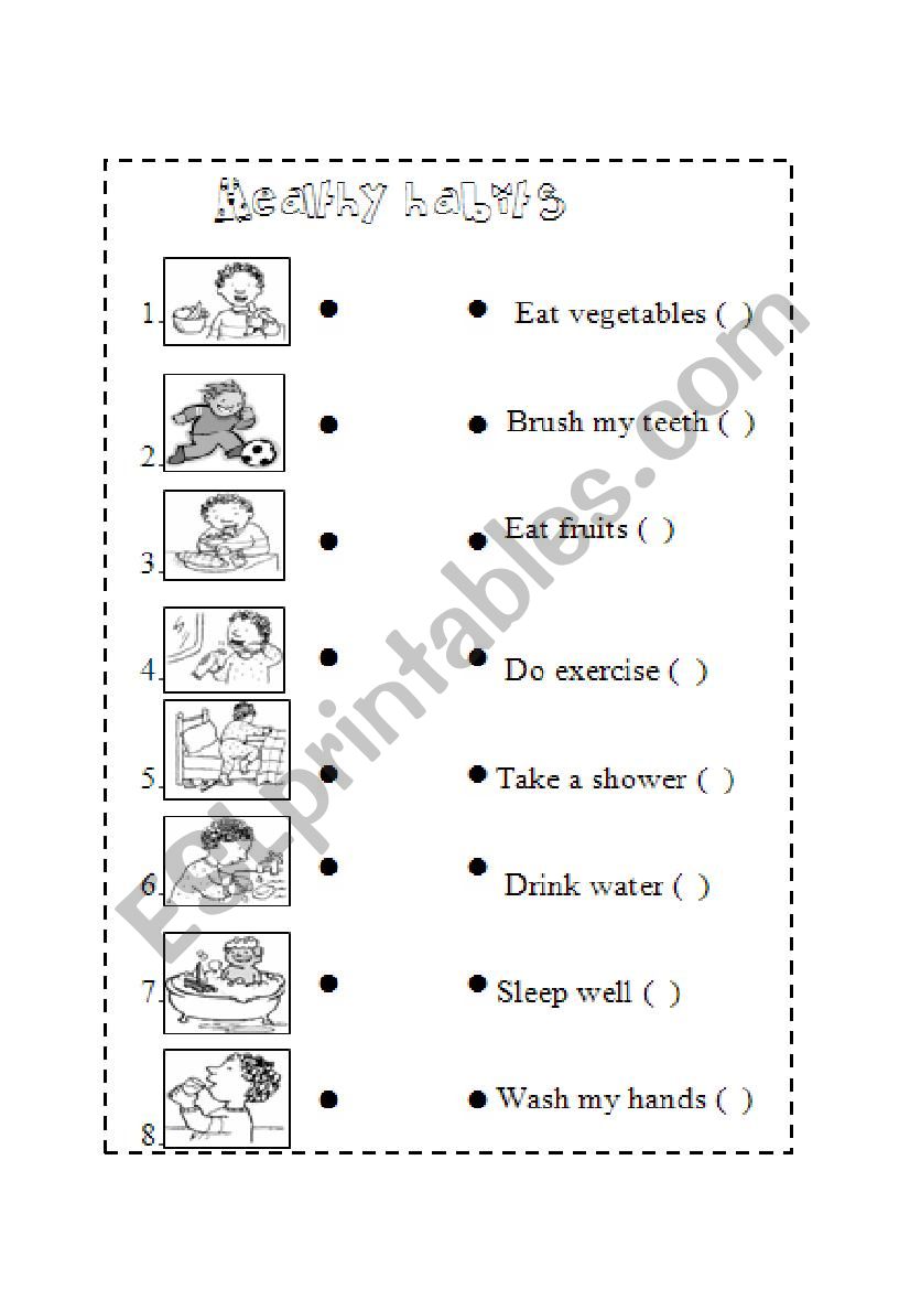 healthy  habits worksheet