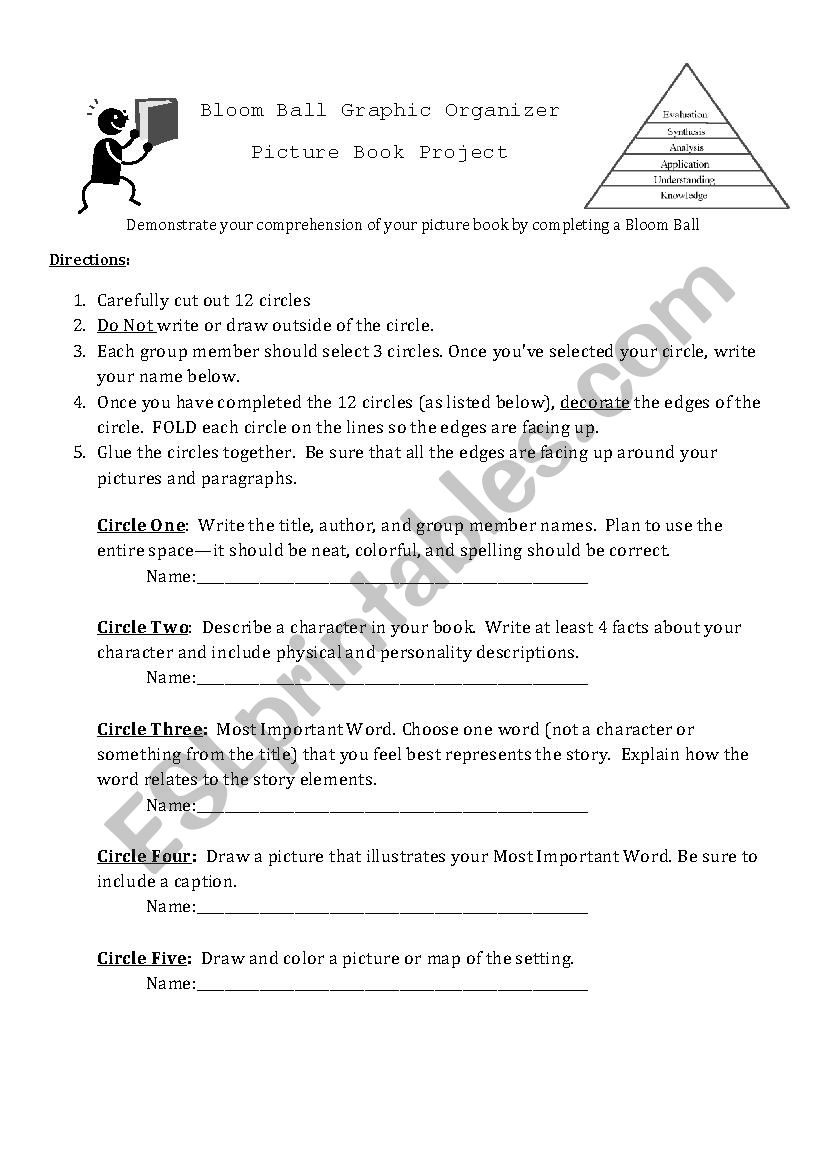 Bloom Ball Graphic Organizer for Picture Books