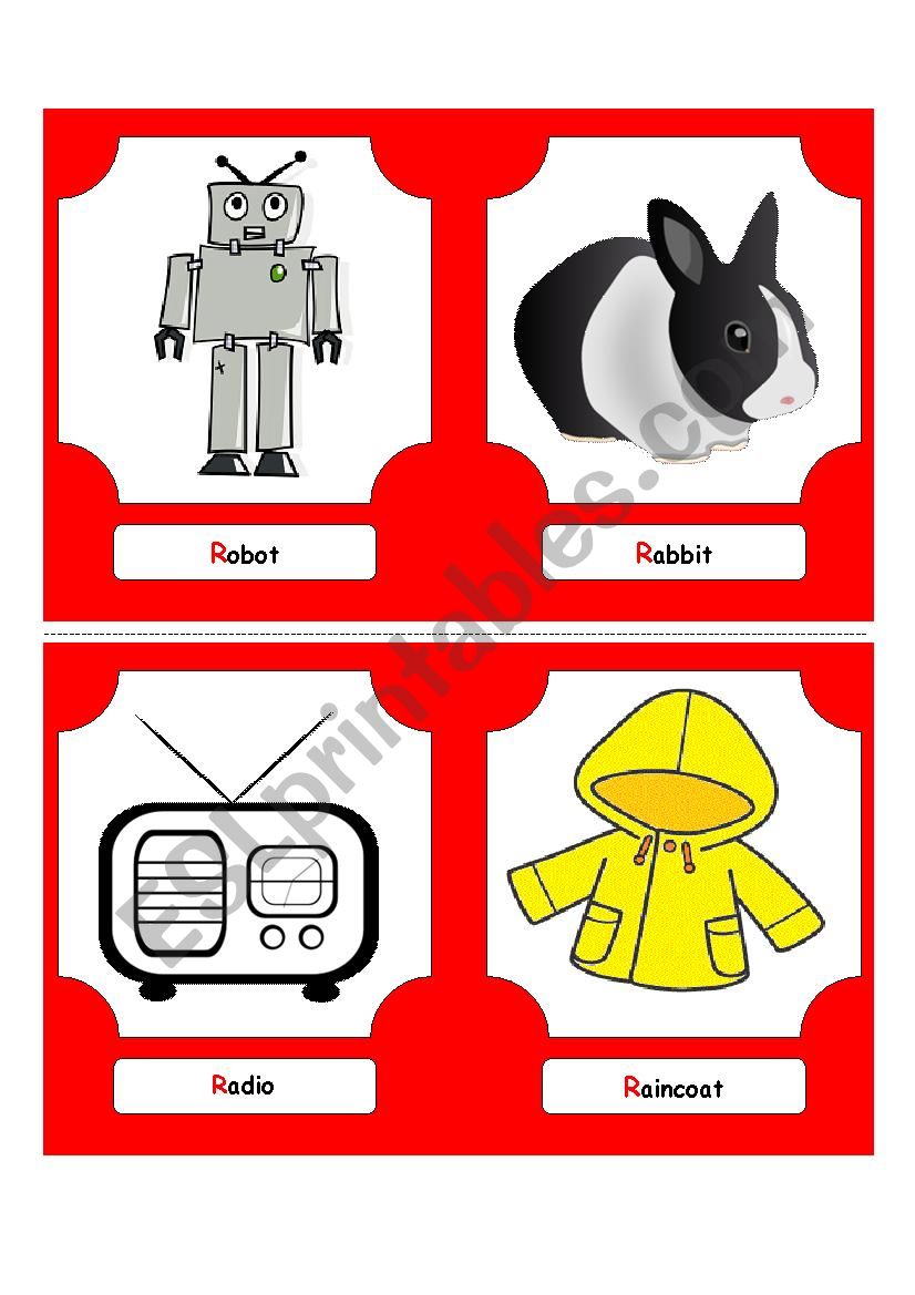 Alphabet Words - R  (flash cards)