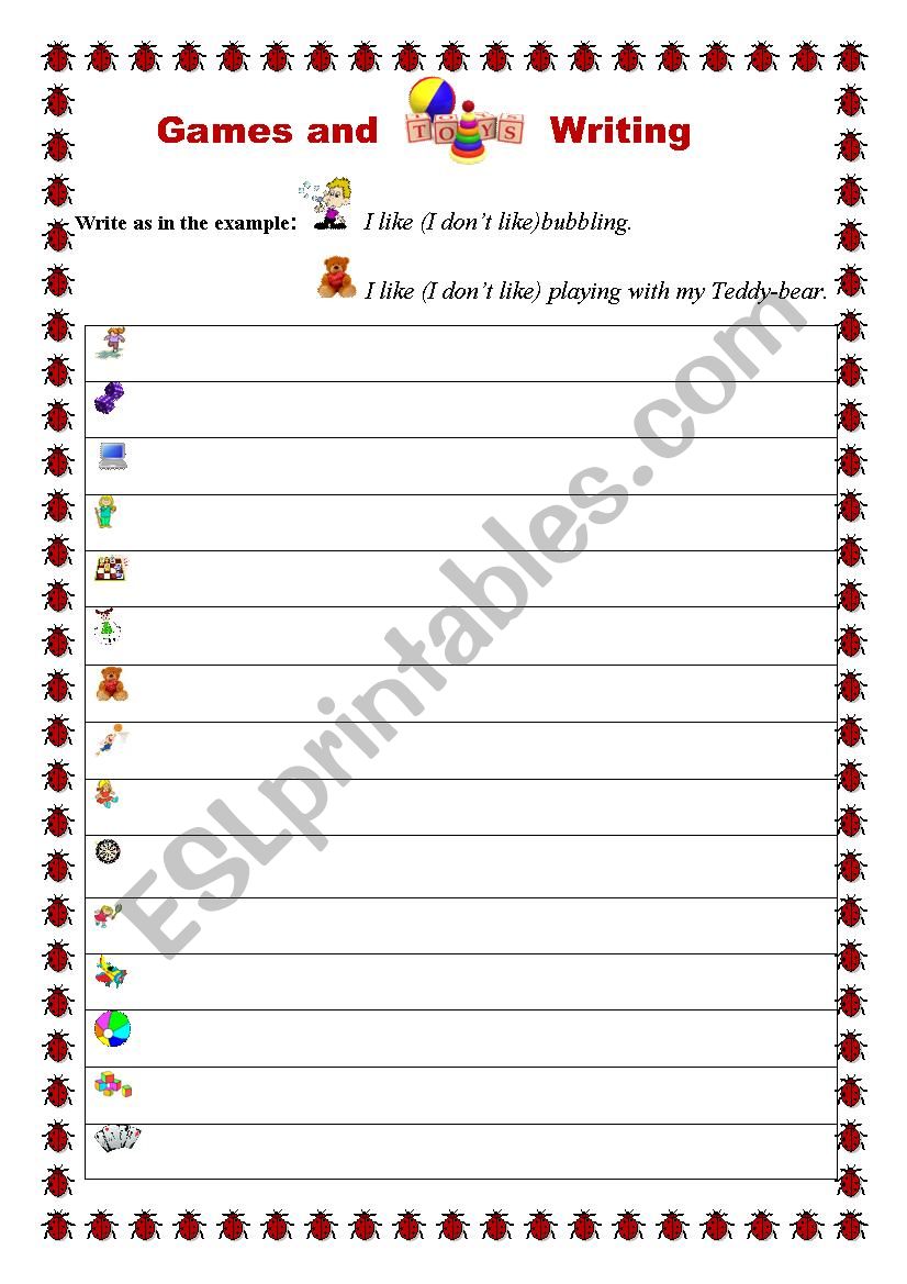 Games and Toys_Writing #1 worksheet