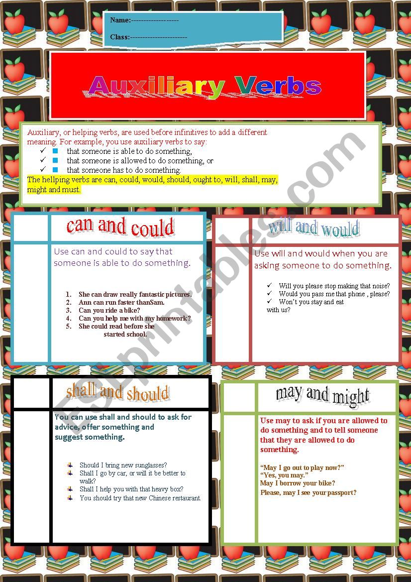 auxiliary verbs worksheet