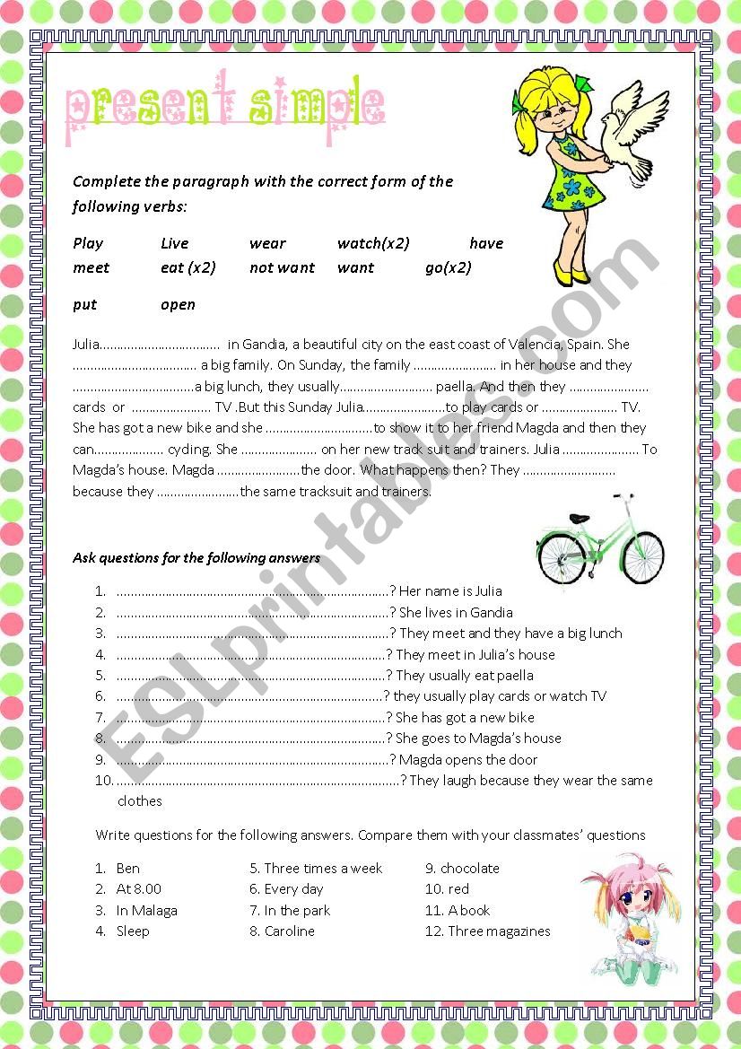 PRESENT SIMPLE worksheet