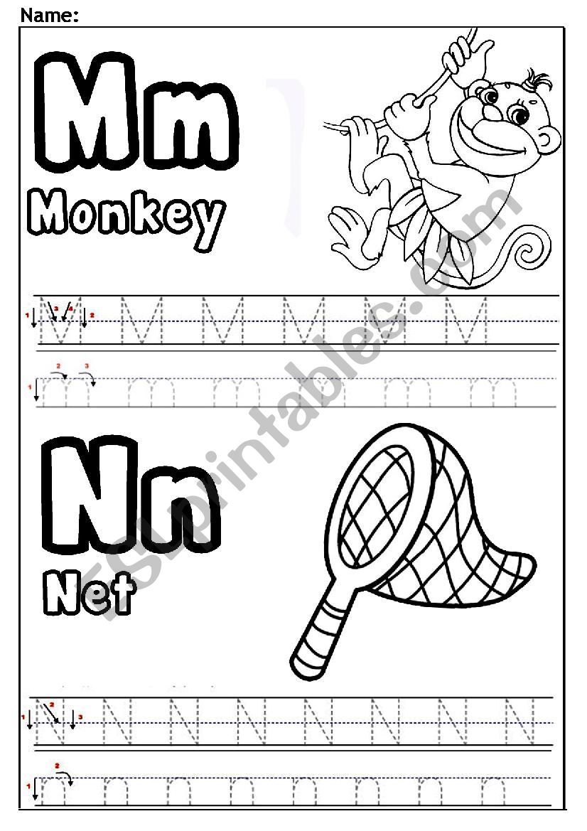 Letters M and N worksheet