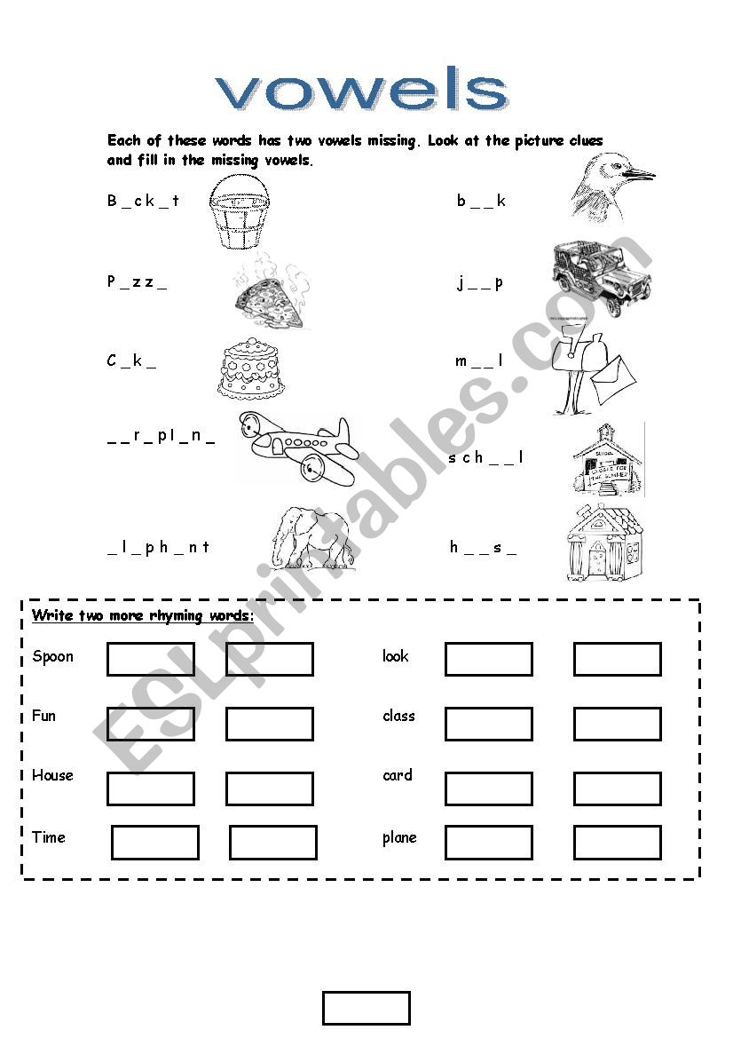 vowels worksheet