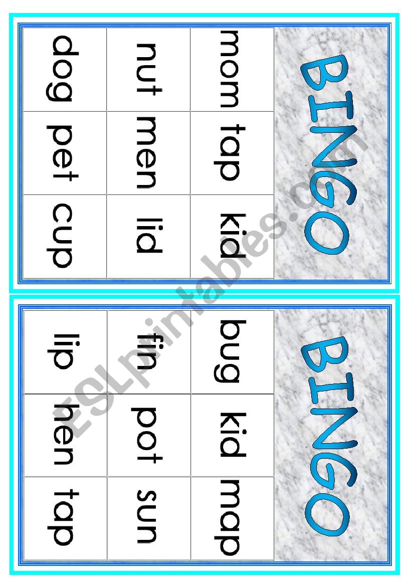 Cvc Words Bingo worksheet