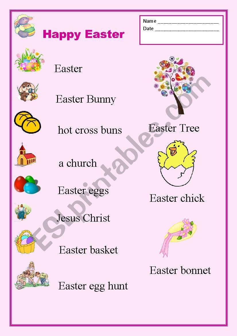 Easter/Vocabulary worksheet