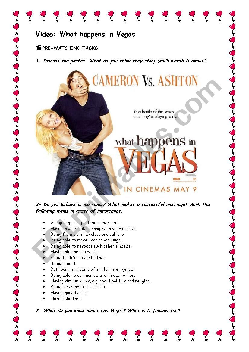 Film_What Happens in Vegas worksheet